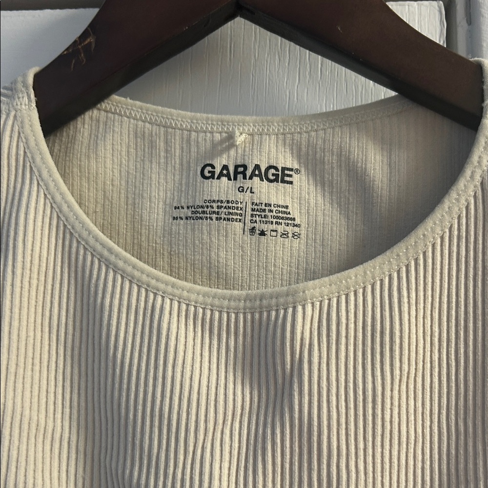 Garage Cream Ribbed Crop Tank - Picture 2 of 3